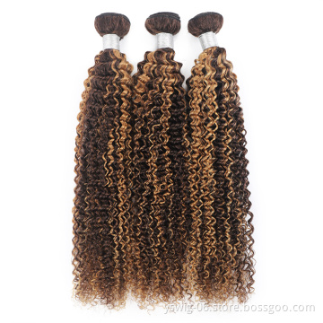 Color Bundles P4/27# Piano Color Human Hair Weave Curly Wave Human Hair Brazilian Hair Bundles at Wholesale Price